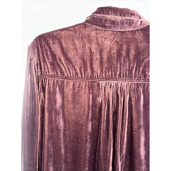 Natural Life Size Large Brown Velvet Button Down Floral Flip Cuff Gorpcore - Picture 11 of 14